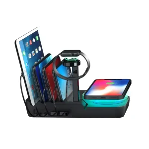 Desktop Wireless Charging Dock with 4 USB Ports, PD3.0 Fast Charger and Wireless Charging Pad