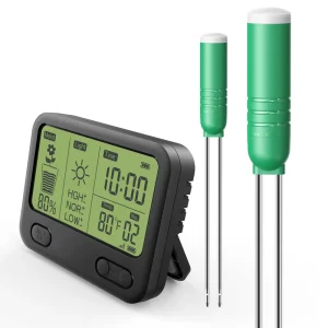 4in1 Home Plant Moisture Meter with 200ft RF Wireless Waterproof LCD Display for Moisture Light White Soil Ph Meter Alarm System