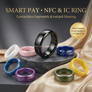 5 6 7mm Optional Ceramic NFC Smart Ring NTAG216 Chip Inlaid Scratch Resistant Smart Pay Ring Custom Packaging