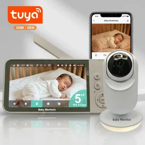 5 Inch Dual Mode Local+WiFi App Baby Monitor 1080P PTZ Night Vision Cry Detection Baby Temperature Monitor Two Way Audio OEM/ODM