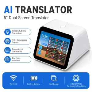 5 Inch Dual Screen AI Translator Device 35+ Languages Real Time Voice Translation Machine with 4G WiFi for Business Travel