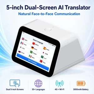 5-Inch Language Translator, 35+ Languages, Dual Screen, Real-Time Translation for Hotel and Restaurant Reception Desks