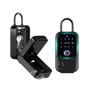 5 Ways Unlock Smart Key Lock Box Fingerprint RFID Card PIN Code App Backup Key Electronic Waterproof Key Safe Box