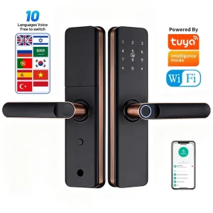 5-in-1 Grade C WiFi Home Office Digital TTLock Intelligent Fingerprint Biometrics Keyless Entry Smart Door Lock