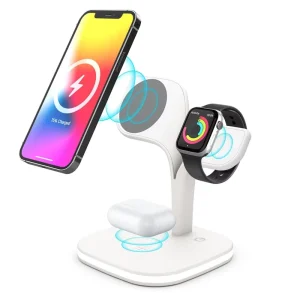 5-in-1 Intelligent Magnetic Wireless Charger, 15W Fast Charging Station, Suitable for Android Devices,Night Light