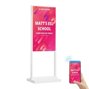50″ Double Pole Digital Signage Floor Standing LCD Advertising Poster 700nits Anti-Glare Media Screen Kiosk for Jewelry Shop