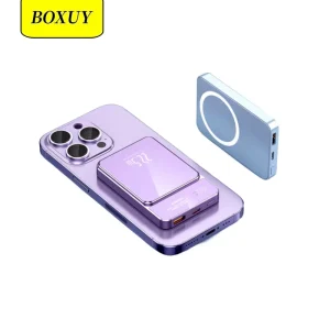 Custom Logo Latest Mini Portable Magnetic 5000mAh Power Bank, USB Type-C Magnetic Wireless 15W Fast-Charging Power Bank, 10000mAh