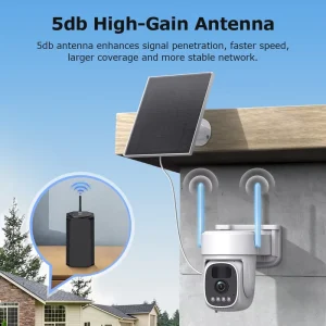 500M Long Range Halow WiFi Solar PTZ Camera Kit 2.4G 5G Dual Band RJ45 Outdoor Security Camera with Repeater