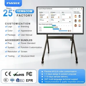 55-110 Inch 4K LCD Interactive Flat Panel Smart Board with 20-Point Touch for Schools & Education