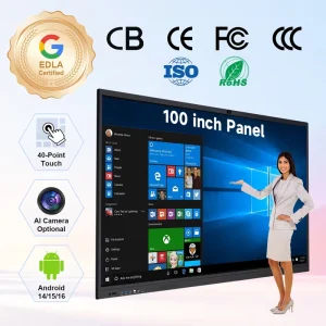 86 Inch Smart Board Interactive Smart Whiteboard Dual OS Android 15 Windows Switching Plus AI Camera CB CE FCC RoHS Screens