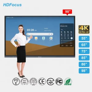55 65 75 85 86 98 Inch HDFocus Interactive Whiteboard 4K Smart Board Dual OS Touch Screen Display for Studio & Meeting