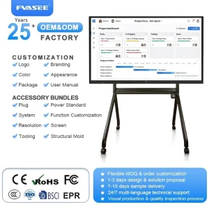 55 65 75 86 98 105 Inch Custom Touch Screen Digital Led Lcd Display Smart Board Electronic With Camera for Classroom