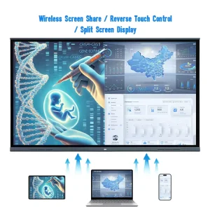 55/65/75 Inch 4K Android Spilt Screen All in One Interactive Display for Company Meeting Built in Meeting Software with Camera