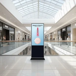 55 Inch Totem Indoor LCD Touch Screen Kiosk with WIFI Floor Stand Anti Glare Adobe RGB 98% Cloud Based CMS Digital Signage