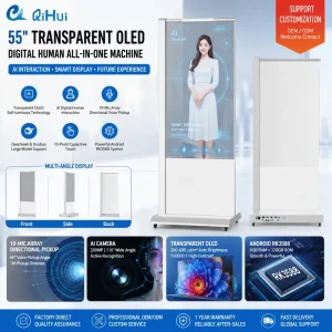 55 Inch Transparent OLED Display Commercial Digital Signage Screen for Retail Exhibition Museum