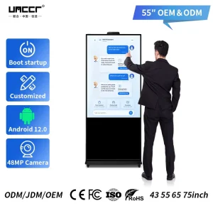 55 inch AI Digital Human All in One Machine Android RK3588 8GB+128GB Equipped with 48MP Camera & 8 Array Microphone Array