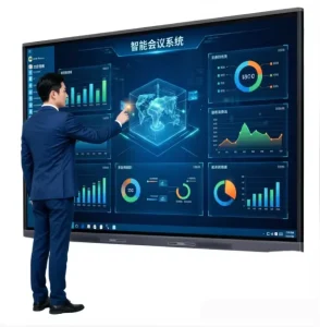 55 inch Wall Mounted Mobile Black Board Conference Machine Intelligent Interactive 4K Android 14 40 Point Touch Screen for