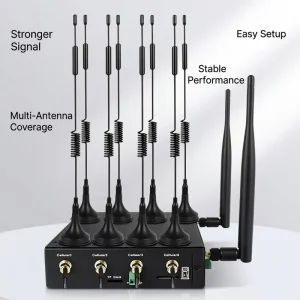 5G Router with Dual SIM Dual-Band WiFi 6 Gigabit Gateway RS232 RS485 Serial Ports for Industrial IoT Remote Control and Vehicle Monitoring