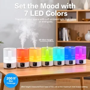 5L Electric Ultrasonic Humidifier Aromatherapy Color-Changing LED Light Touch Control Quiet <36dB Hotel Household Use
