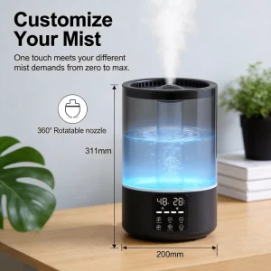 5L Large Capacity Ultrasonic Cool Mist Humidifier Aromatherapy Quiet Operation Adjustable Mist Smart-Touch Screen Color-Changing