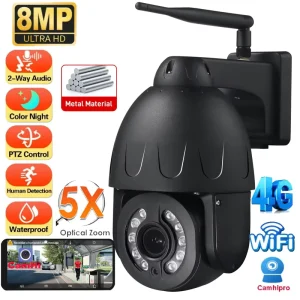 5MP 8MP Security IP Camera 5X Optical Zoom PTZ IP66 Waterproof Outdoor 2.4g 5g WiFi Smart CMOS Night Built in Siren