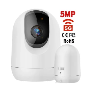 5MP High Quality 5G Wifi Indoor Smart Home Camera Dual Band CloudEdge App PTZ Contral Two Way Audio CE FCC Rohs OEM Factory