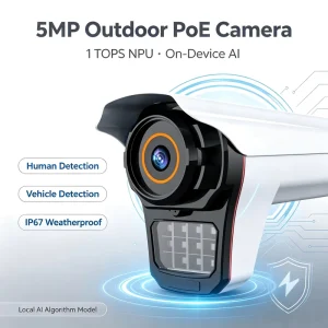 5MP PoE IP Camera AI Human Vehicle Detection Virtual Fence Line Crossing People Counting Two-Way Audio Night Vision 1 Year