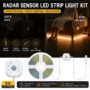 5V USB PIR Motion Sensor Light Switch Intelligent Dimming LED COB Light Strip Kit Timer Can Automatically Detect Movement