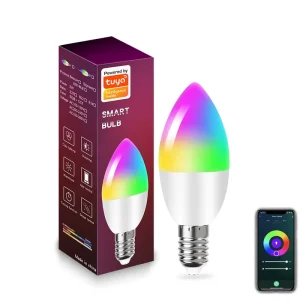 Smart Voice-Controlled Remote-Controlled 5W E14 Candelabra Bulb