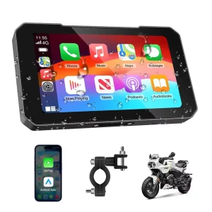 5inch GPS Navigator Car Mounted Navigation System Wireless CarPlay Android Auto Motorcycle Driving Recorder IP67 Waterproof