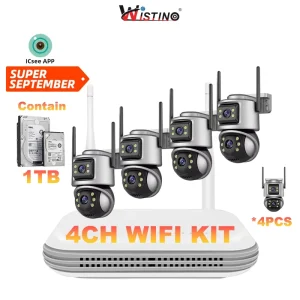 5mp 4ch Home Security Camera System Wireless Ptz Network Wireless Nvr Kit Home Wireless Cctv Camera Kit System