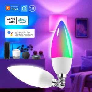 5W Voice-Controlled Alexa Google Tuya Smart Life E14 Wireless LED Candle Smart Bulb