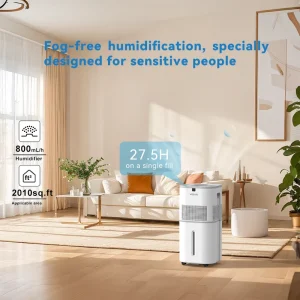 6 gallon (22.7L) Large capacity Plastic Evaporative Humidifier Household Use Can Be Used for 70 Hours Covers 250 Square Meters