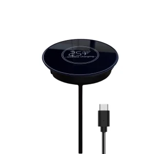 60 mm Hole-Diameter Office Furniture 25W Magnetic Recessed Wireless Charger with PD 3.0 30W Adapter for Fast Charging iPhone and Android Devices