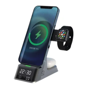 6-in-1 Wireless Charger Alarm Clock for iPhone 15 with LED Display, Multifunctional Charger, New Product
