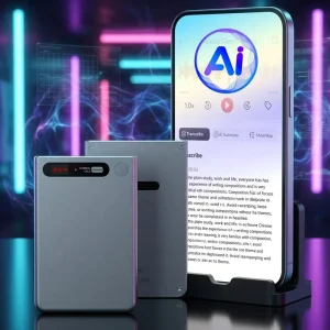 64GB AI Voice Recorder With MP3 Format Aluminum Alloy 84-Hour Battery Life 116 Languages Speech-to-Text Translation