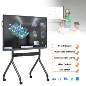 65/75/86 Inch 4K Ai 40 Point Touch Interactive Whiteboard Smart Board Education Touchscreen Wifi Android 15 Project for School