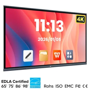 65/75/86 Inch 4K LCD Interactive Whiteboard 40 Points Touch Android 16 Smart Board Education 4GB RAM 32GB