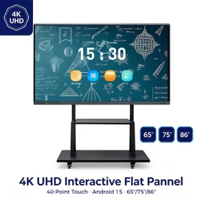 65 75 86 Inch 4k Uhd Interactive Flat Panel Display Android 40 Touch Smart School Board with Ops Slot FCC/CE for Education