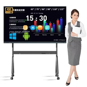 65 75 Inch School Teacher Tool 4K Android 14 Interactive Whiteboard Touch Screen with Pen Built in Whiteboard Software E class