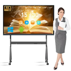 65 86 Inch 4K UHD Interactive Smart Board Android Windows 40 Point Touch Screen Conference Meeting Display with OPS Slot