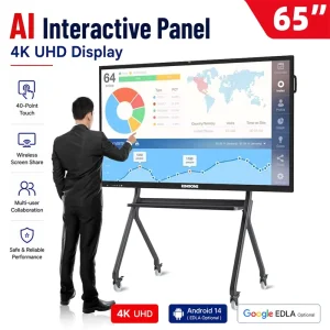65 Inch 4K Interactive Smart Board Touchscreen Digital Teaching Panel for Classroom & School Use