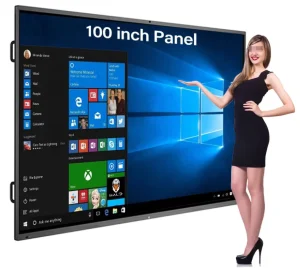 65 Inch Interactive LCD Electronic Whiteboard 20 Point Touch Full HD 1080p Wall Floor Mountable Schools Android+Windows OS 1