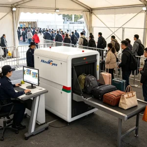 6550 Dual Energy X-Ray Baggage Scanner OEM/ODM 38mm Steel Plate Penetration 1920×1080 Resolution for Airport Security
