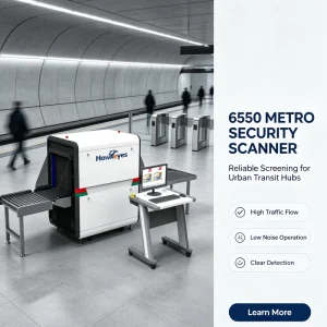 6550 Security Inspection System X-Ray Luggage Scanner 650x500mm Tunnel Baggage Checking 38mm Steel Plate