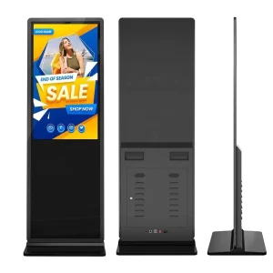65Inch 4K Indoor Vertical Stand Digital Signage Portable Android Software 10 Point Infrared Touchscreen Elevator Advertising