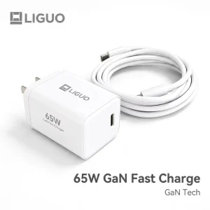 65W GaN Compact Fast Charger with Dual Type C Ports PD3.0 QC3.0 Eco Friendly for Mobile Phone Camera & Smart Watch