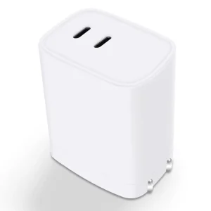 65W GaN Dual Port Foldable Plug Fast Charger Type C PD3.0 QC3.0 SCP Fireproof OTP for Smart Watch Mobile Phones Laptops Tablets