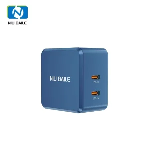 65W GaN Fast Charger 2 Type-C Ports 20V Output for Mobile Phones Digital Devices EU/US Plug Eco-Friendly