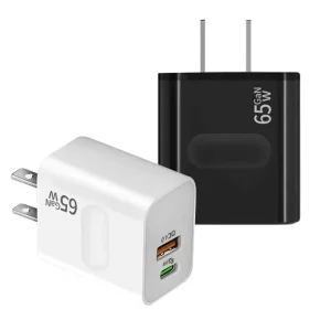 65W GaN PD 3.0 QC4.0 Dual USB C Wall Fast Charger with Foldable Plug EU US Travel Adapter for Smartphone Laptop